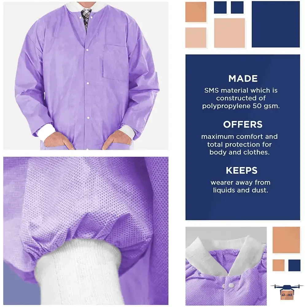 Premium Disposable Lab Jacket Pack with Liquid Protection for Confident Professionals