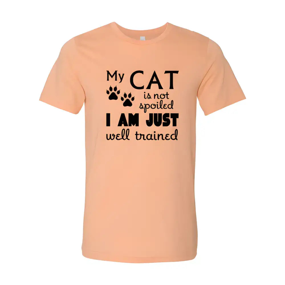 Peach-colored Purrfect Athletic Heather Cat Tee with fun cat-themed text design