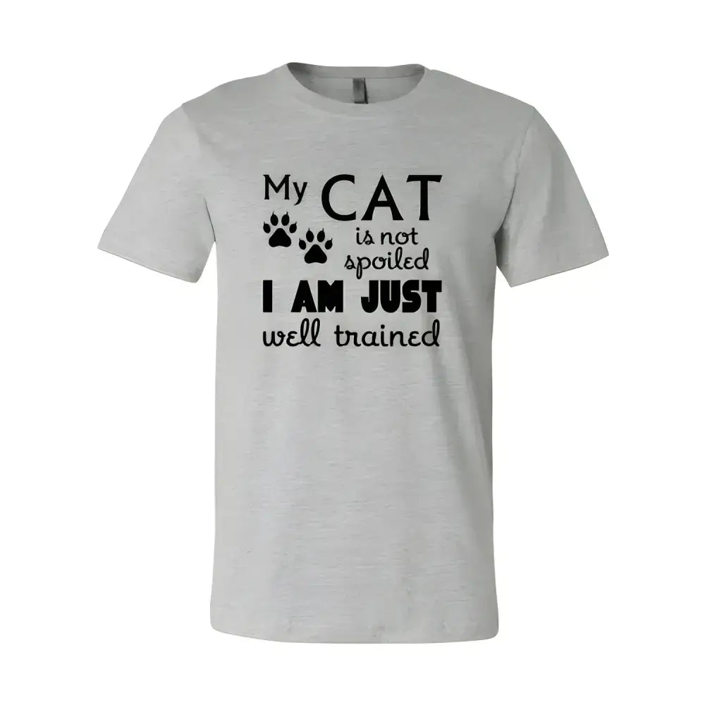 Gray athletic heather cat tee with fun cat-themed text for cat lovers