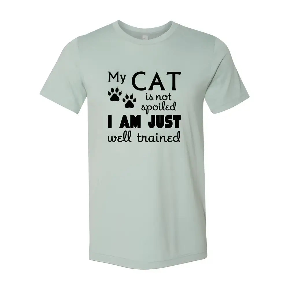 Light green Purrfect Athletic Heather Cat Tee with fun cat-themed text design