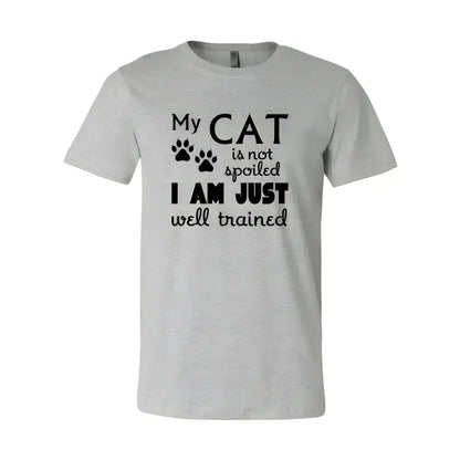 Gray athletic heather cat t-shirt with fun text in Purrfect design