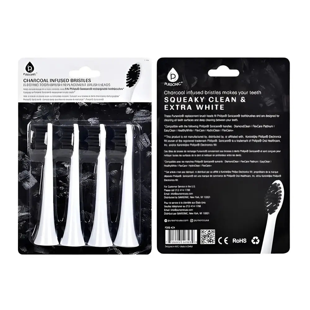 Pursonic replacement toothbrush heads charcoal compatible with Philips Sonicare