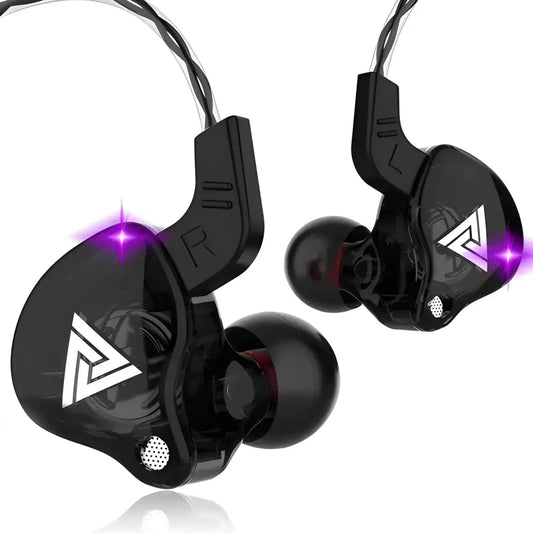 Black in-ear headphones from the Original QKZ AK6 with dynamic driver unit design