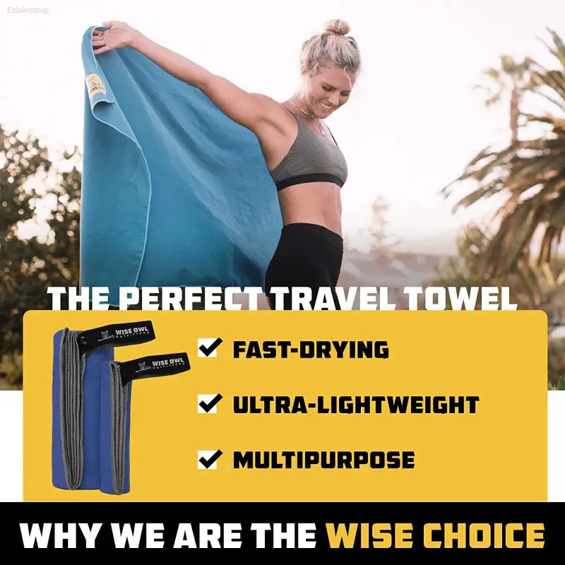 Quick-Dry Microfiber Camping Towel - Lightweight & Compact Travel Essential for Hiking, Beach, Gym, & Yoga