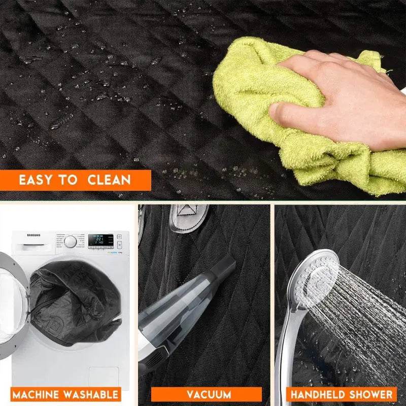 Quilted, waterproof pet seat cover.
