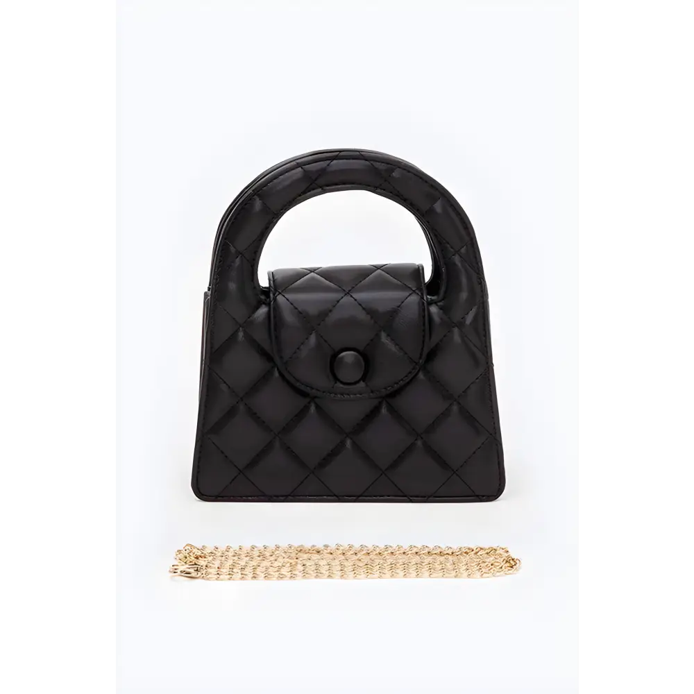 Quilted black handbag with gold chain, perfect convertible quilted clutch for any occasion