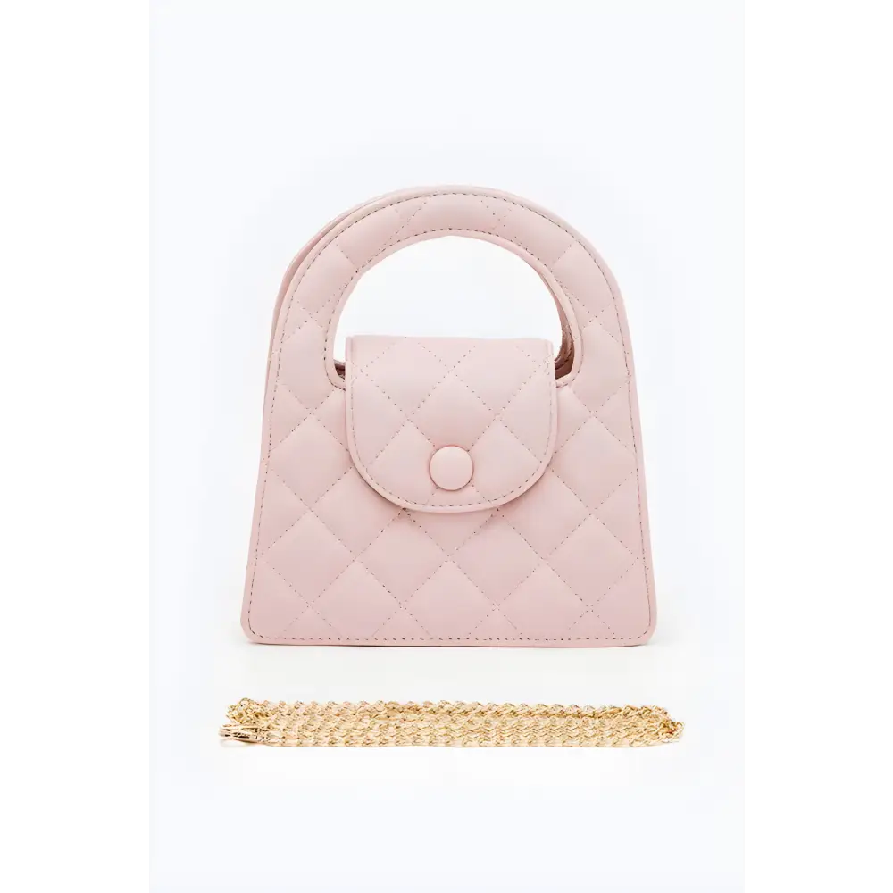 Pink quilted handbag with gold chain, perfect as a handle convertible quilted clutch