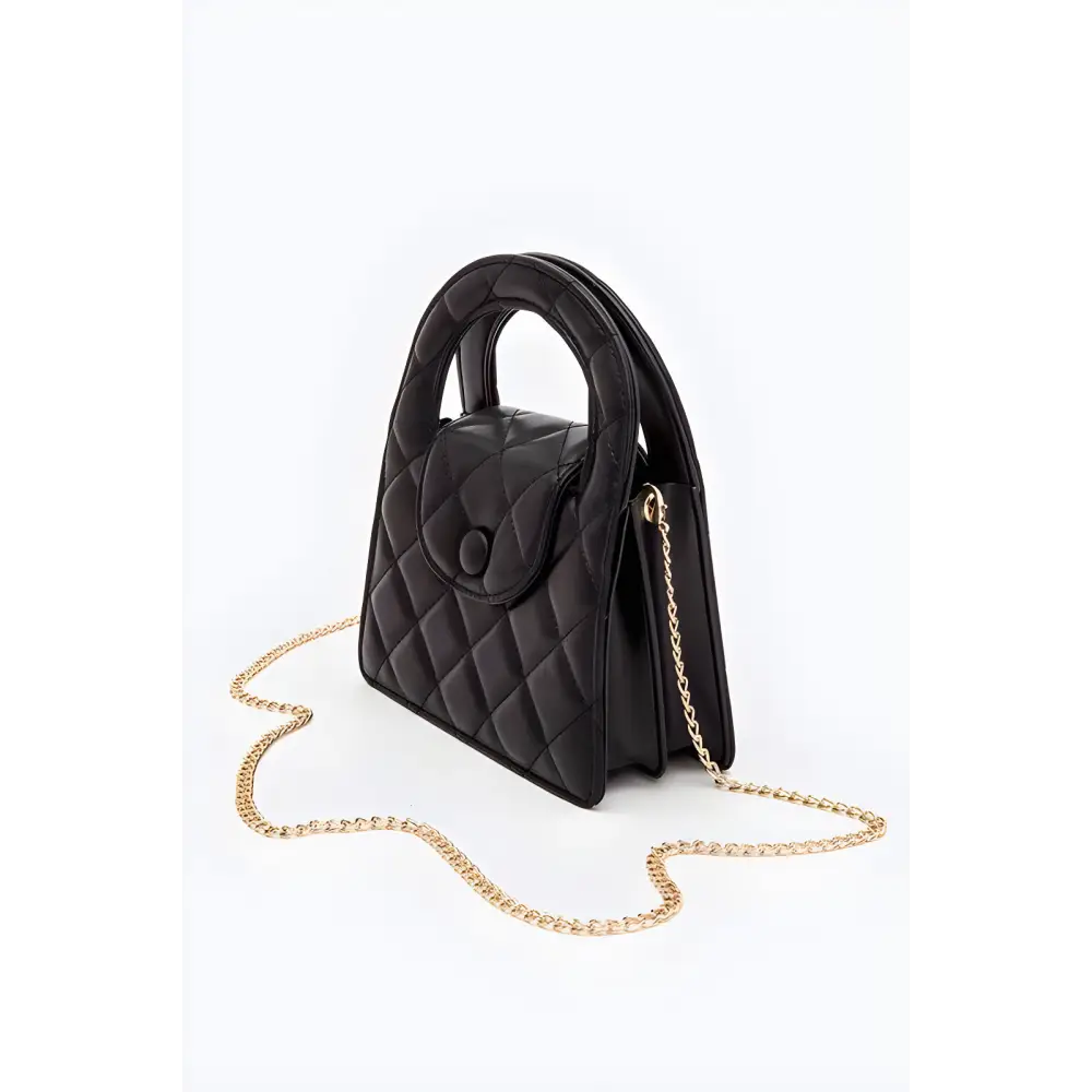 Stylish Black Quilted Handbag with Gold Chain - Your Perfect Convertible Quilted Clutch