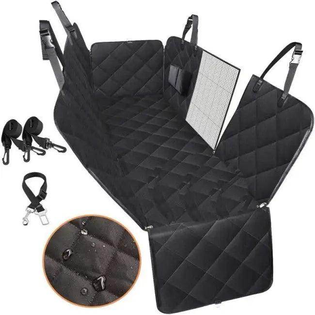 Quilted Dog Car Seat Cover with Safety Strap for Comfort - Estalios