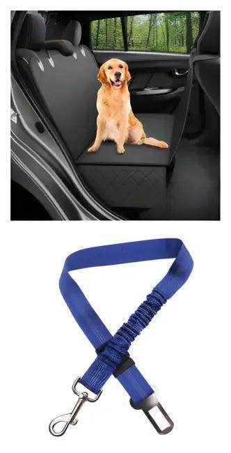 Quilted Dog Car Seat Cover with Safety Strap for Comfort - Estalios