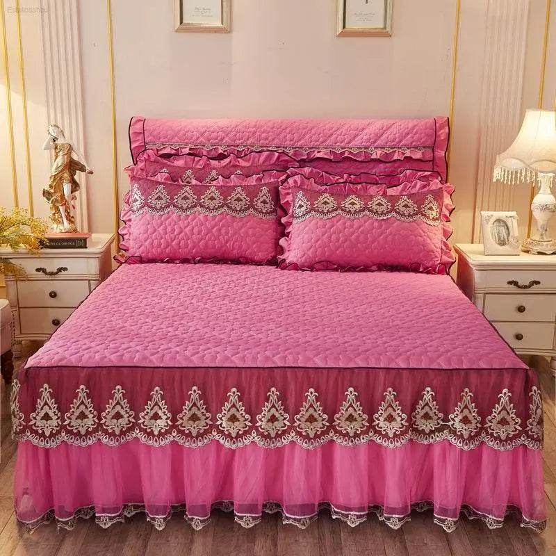 Quilted Lace Bed Skirt Thickened Plus Cotton Bedspread Single Piece Simmons Bed Cover Bed Circumference 1.8m Bed - Estalios