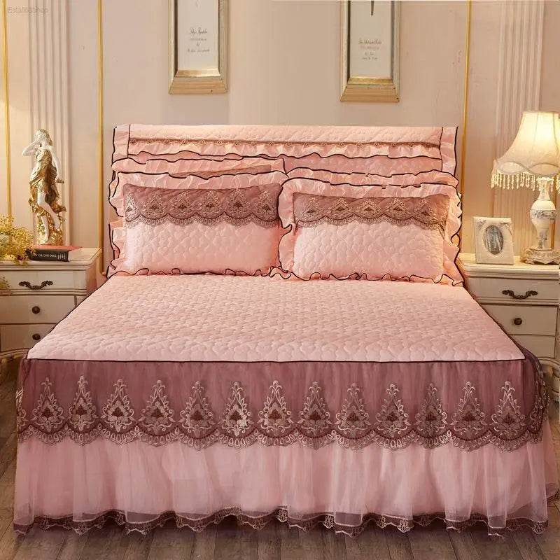 Quilted Lace Bed Skirt Thickened Plus Cotton Bedspread Single Piece Simmons Bed Cover Bed Circumference 1.8m Bed - Estalios