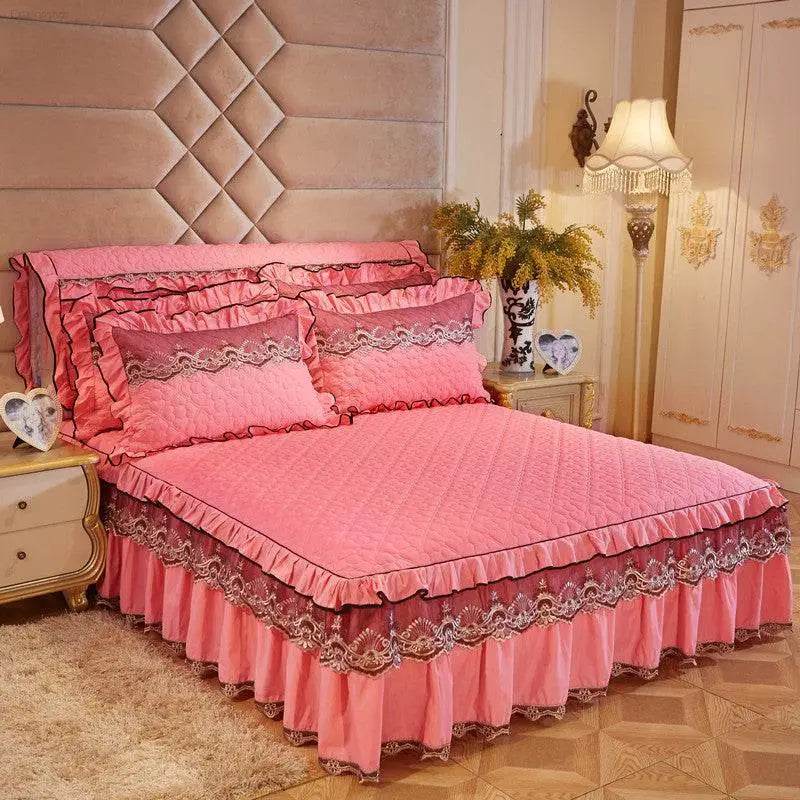 Quilted Lace Bed Skirt Thickened Plus Cotton Bedspread Single Piece Simmons Bed Cover Bed Circumference 1.8m Bed - Estalios