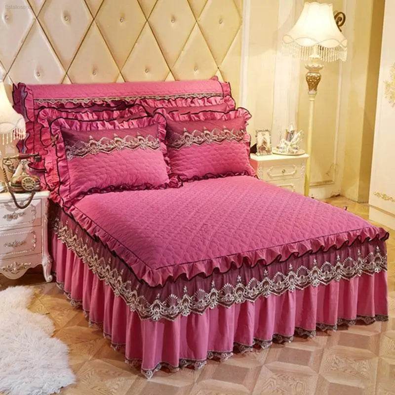 Quilted Lace Bed Skirt Thickened Plus Cotton Bedspread Single Piece Simmons Bed Cover Bed Circumference 1.8m Bed - Estalios