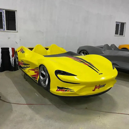 Yellow Race Car Floating Jet Car Bed, perfect for kids who love car boat jets!