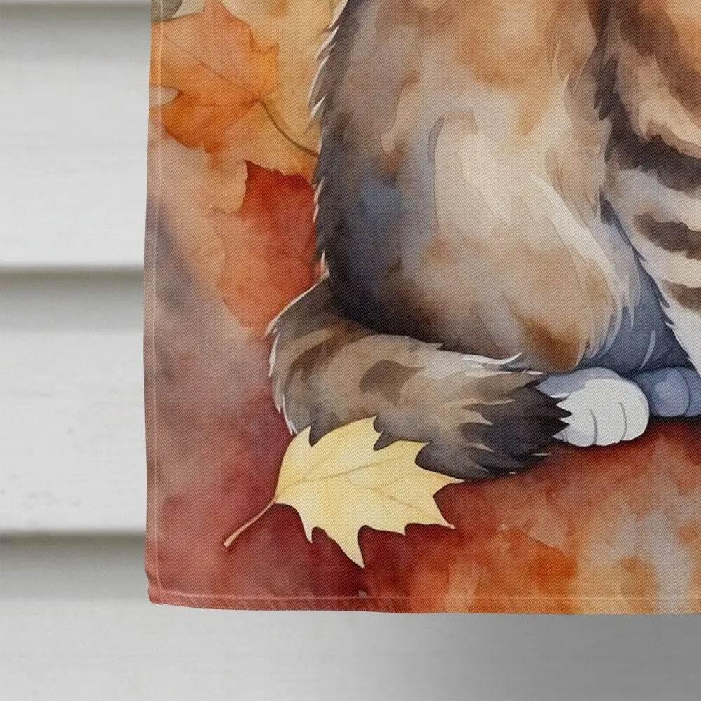 Ragamuffin Cat Fall Leaves Flag for Vibrant Outdoor Decor - Estalios