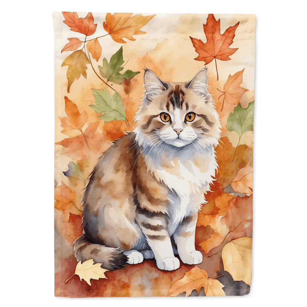 Ragamuffin Cat Fall Leaves Flag for Vibrant Outdoor Decor - Estalios