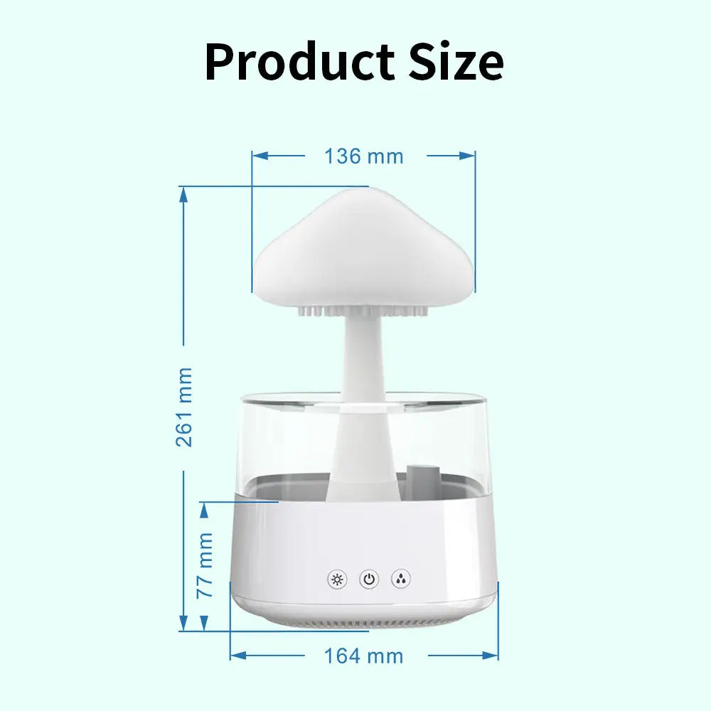 Rain Humidifier Mushroom Humidifier Rain Cloud Humidifier Water Drop Humidifier - White - 4