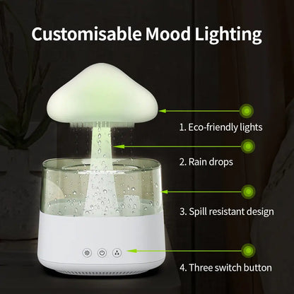 Rain Humidifier Mushroom Humidifier Rain Cloud Humidifier Water Drop Humidifier - White - 4