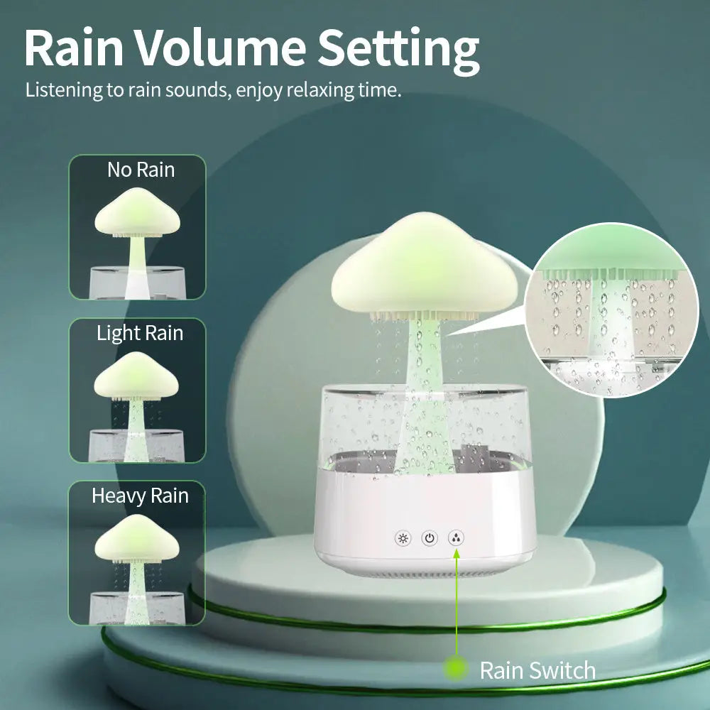 Rain Humidifier Mushroom Humidifier Rain Cloud Humidifier Water Drop Humidifier - White - 4