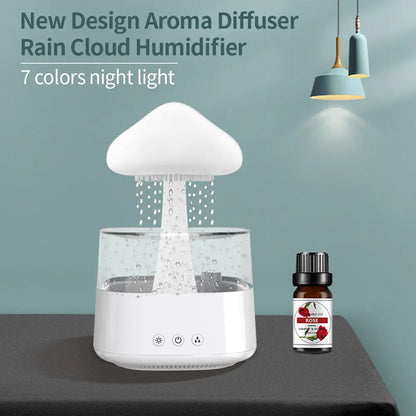 Rain Humidifier Mushroom Humidifier Rain Cloud Humidifier Water Drop Humidifier - White - 4