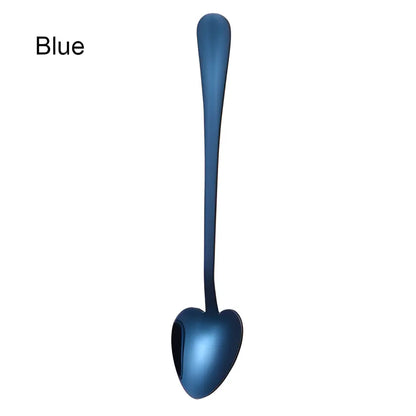 Blue heart-shaped spoon from Rainbow Heart Shape Small Dessert Spoons collection