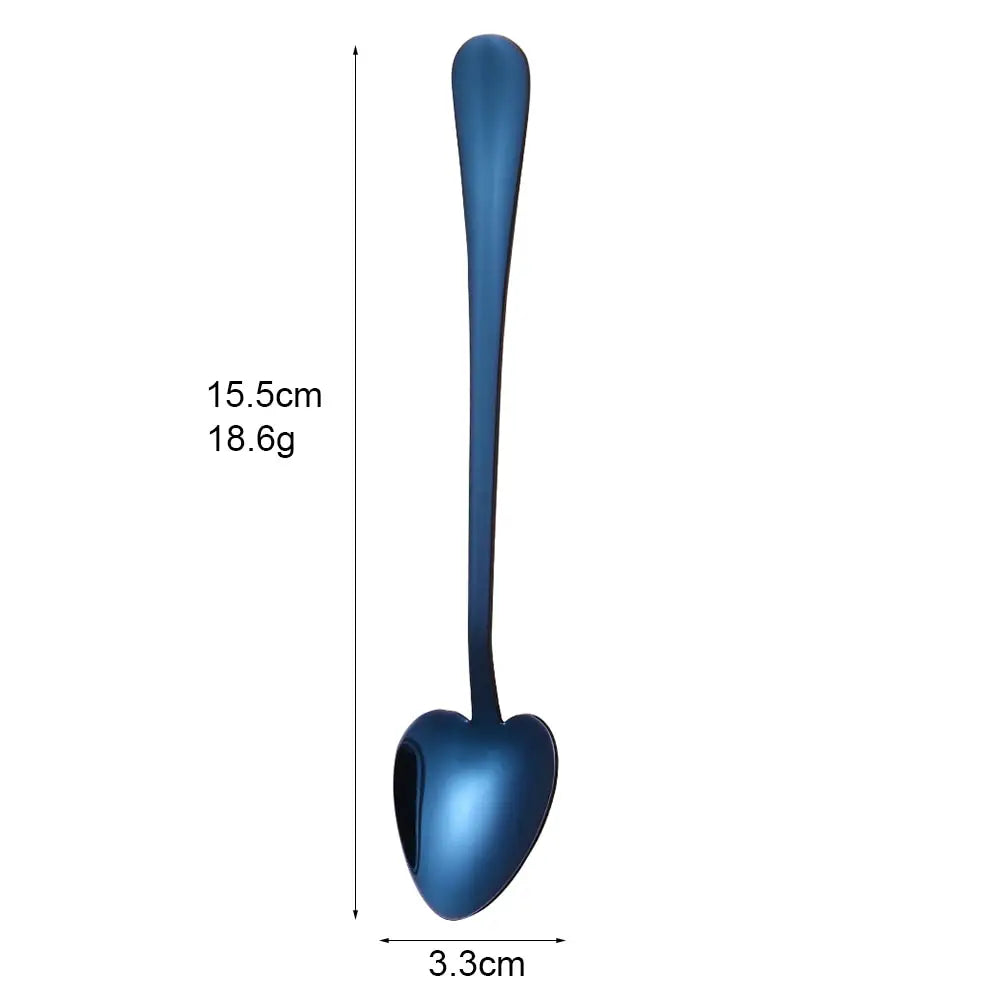 Blue heart-shaped spoon from 1pc Rainbow Heart Shape Small Dessert Spoons collection