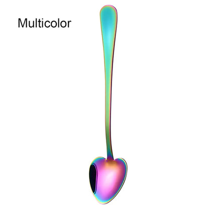 Multicolor rainbow heart shape small dessert spoon perfect for adding fun to your table