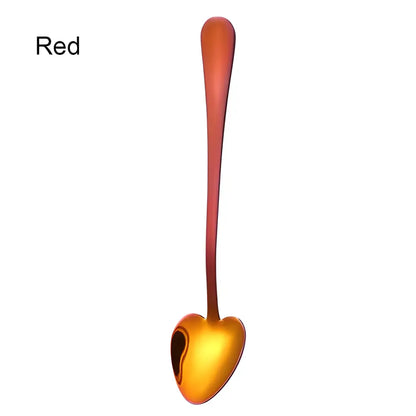 Red heart-shaped spoon from the 1pc Rainbow Heart Shape Small Dessert Spoons set