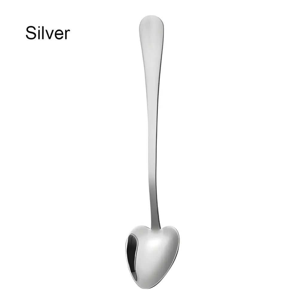 Silver heart-shaped spoon from Rainbow Heart Shape Small Dessert Spoons collection