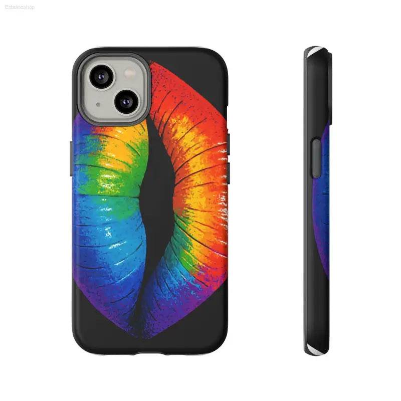 Rainbow lips phone case.