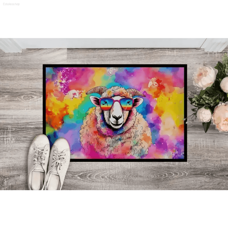 Rainbow Sheep Doormat: Hippie Animal Sheep Style! - Estalios