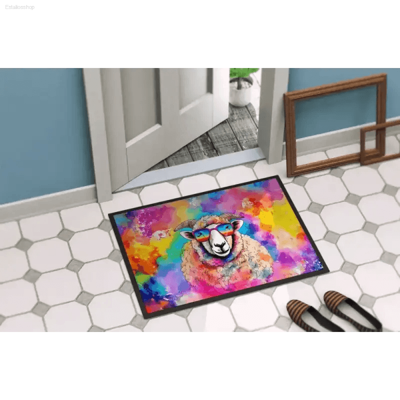 Rainbow Sheep Doormat: Hippie Animal Sheep Style! - Estalios
