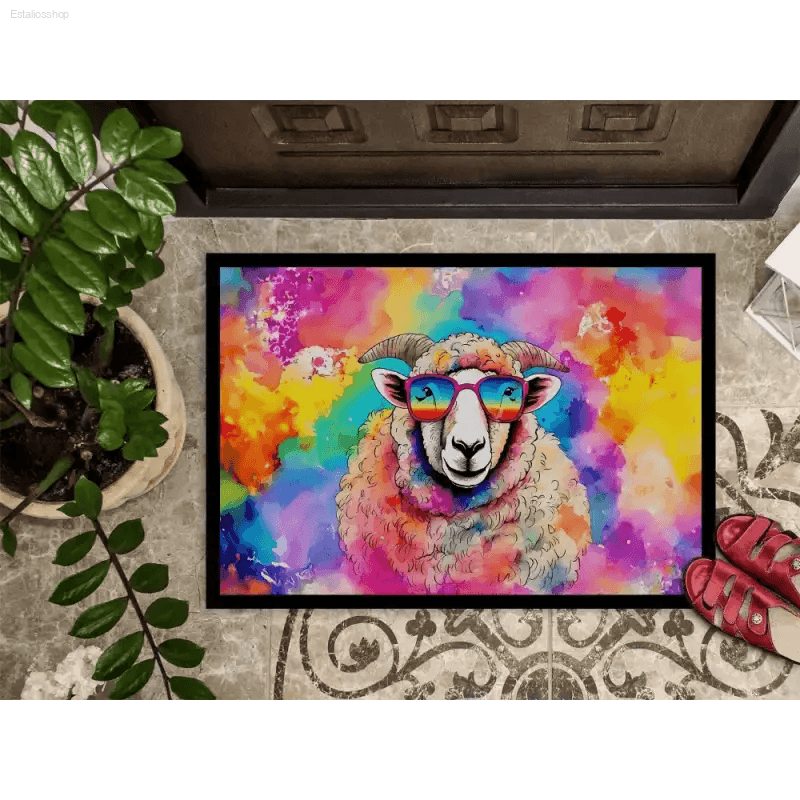 Rainbow Sheep Doormat: Hippie Animal Sheep Style! - Estalios