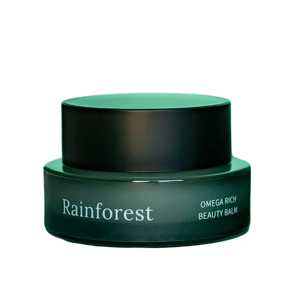 Green beauty balm jar for Rainforest Omega Rich Beauty Balm, perfect for nourishing skin