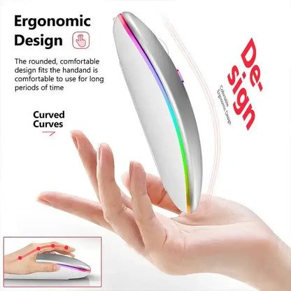 Ergonomic Rechargeable RGB Bluetooth Mouse with colorful lighting for ultimate comfort