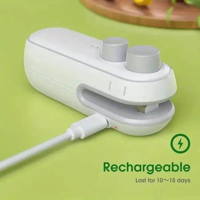 Rechargeable White Handheld Bag Sealer for Easy Food Storage - Estalios