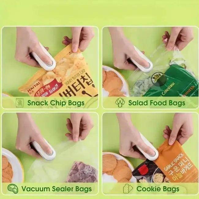 Rechargeable White Handheld Bag Sealer for Easy Food Storage - Estalios