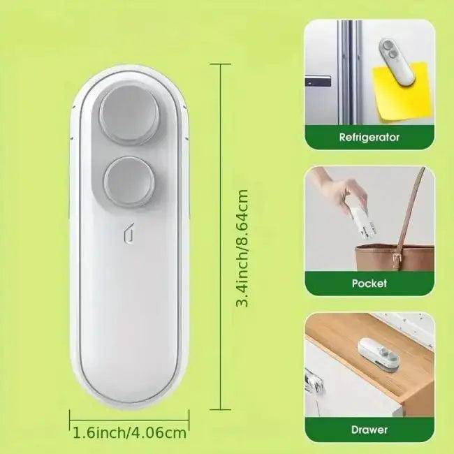 Rechargeable White Handheld Bag Sealer for Easy Food Storage - Estalios