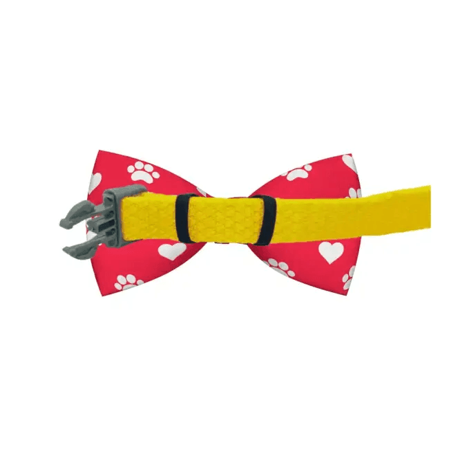 Stylish Red and White Dog Bow Tie Collar with Hearts - Estalios