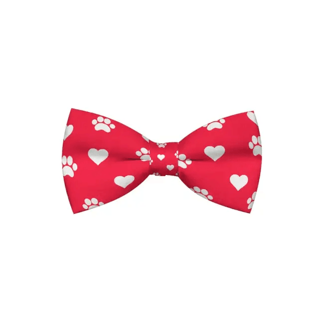 Stylish Red and White Dog Bow Tie Collar with Hearts - Estalios