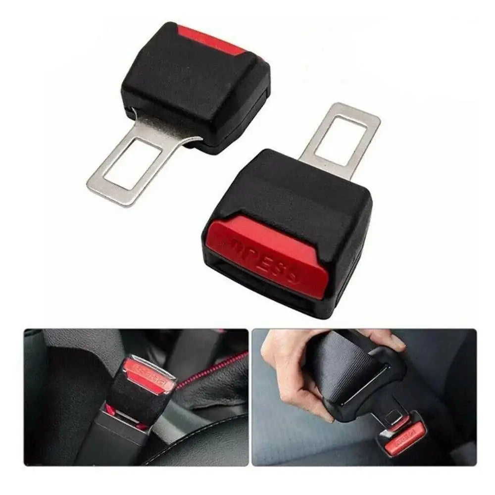 Black and red seatbelt buckle extenders for added comfort and safety in your car