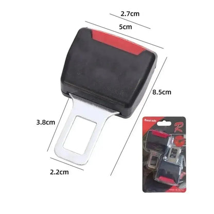 Black and red belt buckle extension with dimensions for optimal safety and style