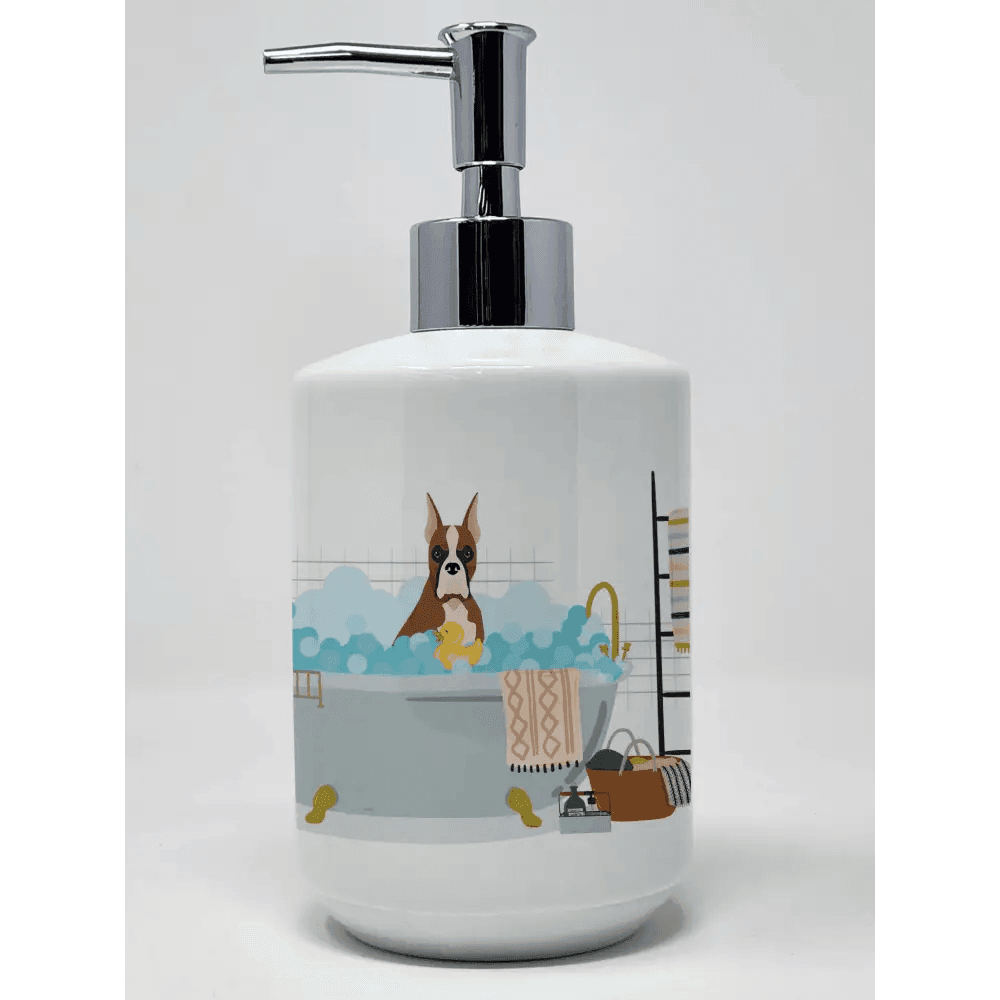 Red Fawn Boxer Ceramic Soap Dispenser for Stylish Decor - Estalios