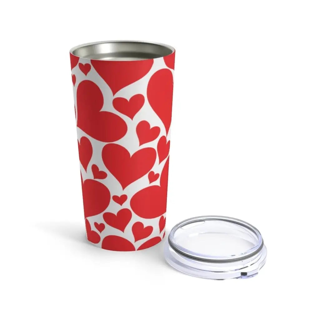 Heart-patterned Red Hearts Love Travel Tumbler, perfect insulated tumbler for travel lovers