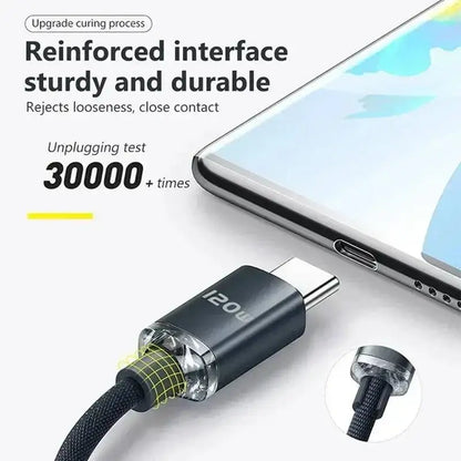 Reinforced USB-C charging cable for Redmi Note 120W fast charging needs