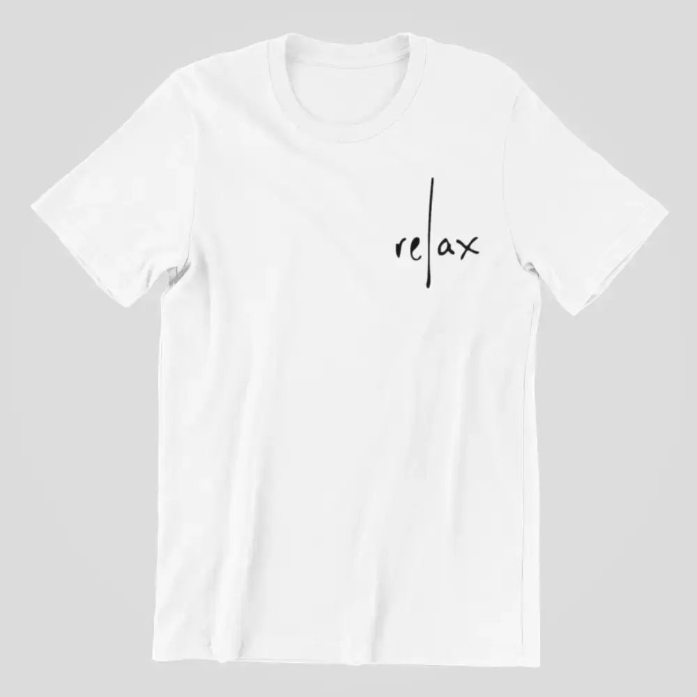 Relax White Tee is a classic unisex t-shirt showcasing Swedish attitude in style