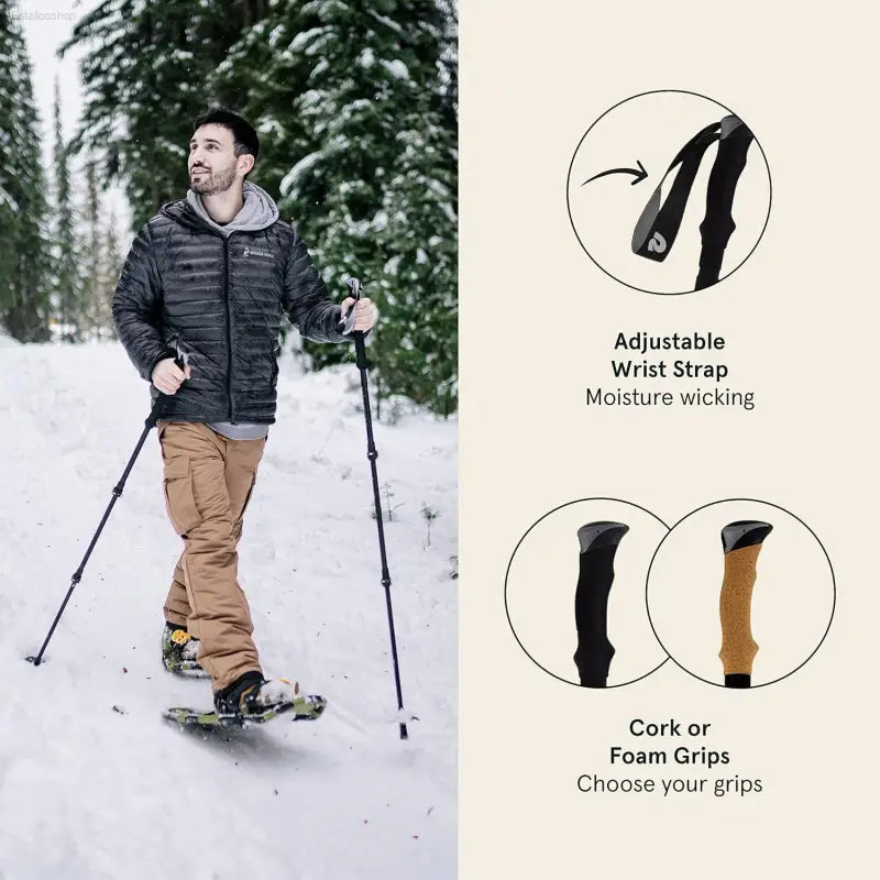 Retrospec Solstice Hiking Poles for Men & Women - Adjustable and Collapsible Lightweight Walking & Trekking Sticks - Aluminum W/Cork or Foam Grip