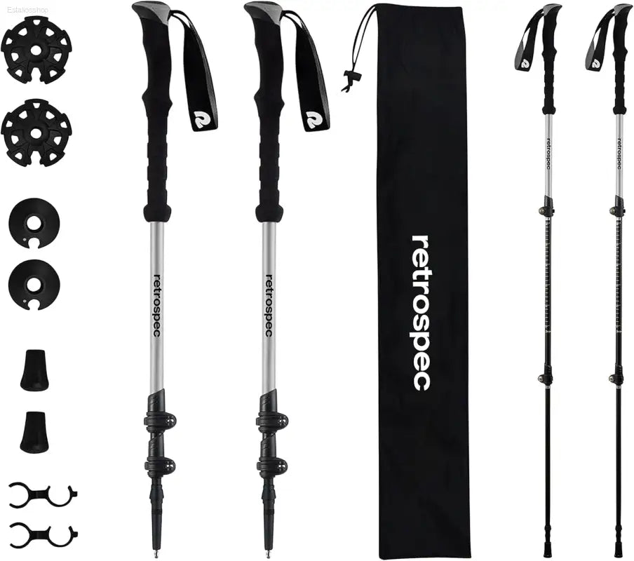 Retrospec Solstice Hiking Poles for Men & Women - Adjustable and Collapsible Lightweight Walking & Trekking Sticks - Aluminum W/Cork or Foam Grip