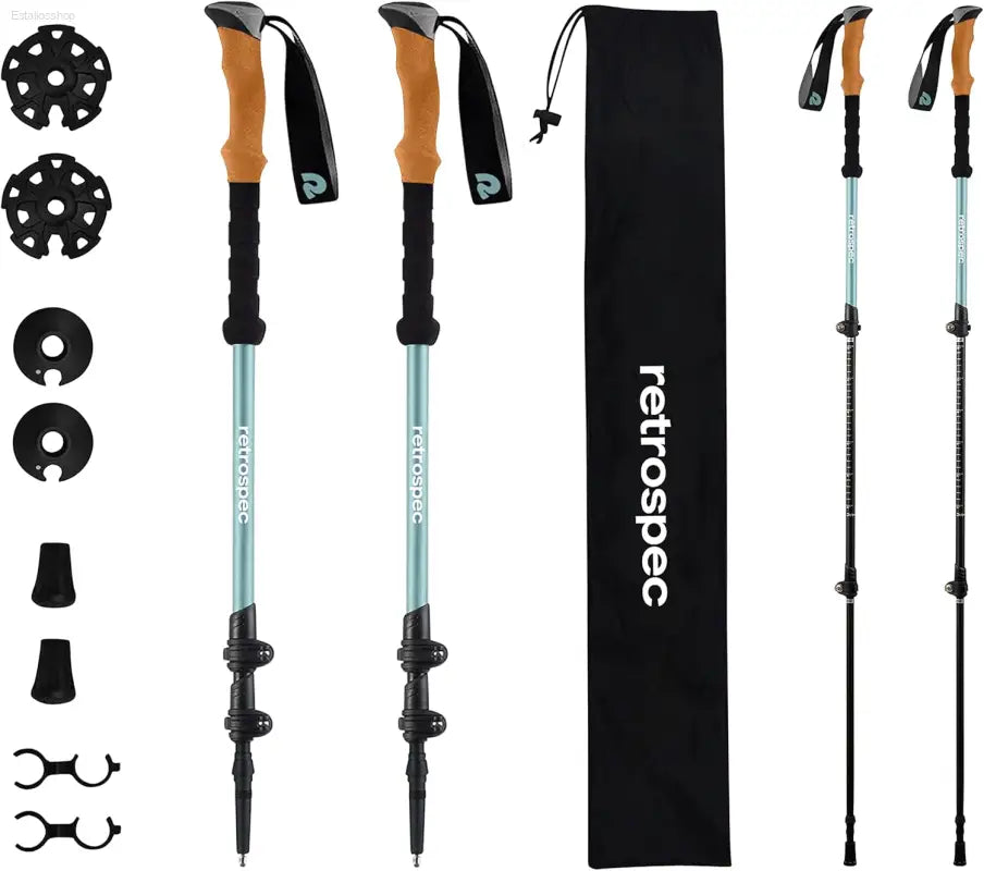 Retrospec Solstice Hiking Poles for Men & Women - Adjustable and Collapsible Lightweight Walking & Trekking Sticks - Aluminum W/Cork or Foam Grip